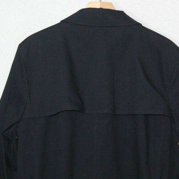 Lands End womens trench coat size L navy belted long vented back wool lined long - Picture 9 of 11